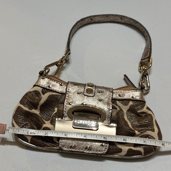 Guess Vintage Y2K Gold Giraffe Wristlet Mini Purse Bag Brown and Tan - Picture 10 of 12